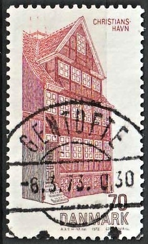 FRIMÆRKER DANMARK | 1972 - AFA 540 - Dansk bygningskunst - 70 øre rød/brun/brunrød - Pragt Stemplet Gentofte
